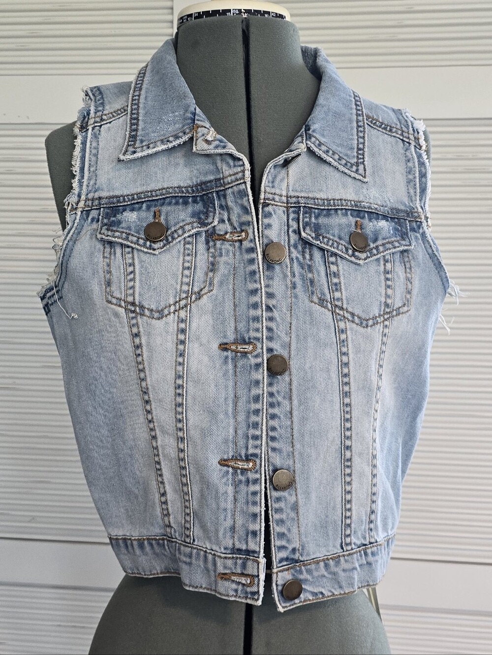 Billabong Light Wash Denim Vest in Faded Blue